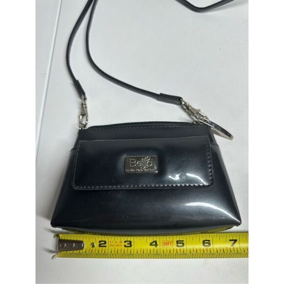 Beijo Handbag Fashion Small Wristlet / Crossbody Shiny Patent Silver Gray - Picture 3 of 9